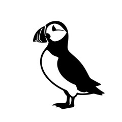 Puffin Silhouette – Minimal Black Vector Icon