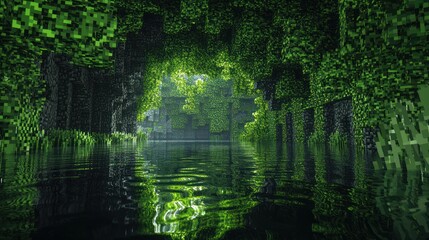 Enchanting Waterway - A Lush Green Tunnel of Natures Embrace.
