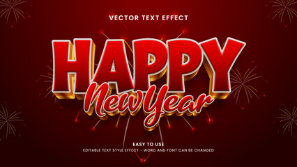 happy new year editable text effect 3d vector
