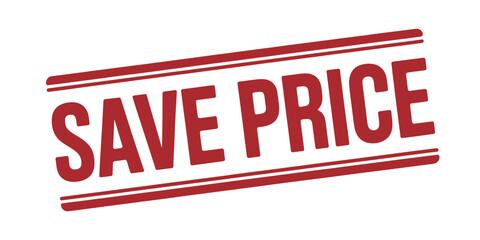 Save Price Promotional Graphic with Red Text and Lines on White Background for Marketing Material and Special Offers