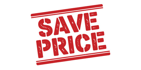 Attention Grabbing Save Price Stamp on White Background Promotes Discounts and Affordability for Shoppers