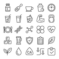 Health and Wellness Icons Set Vector Illustration for Healthy Lifestyle and Wellbeing Promotion Resources