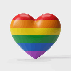 Rainbow Pride Heart on White Background Symbolizing LGBTQ Love and Support for Diversity Equality and Inclusion