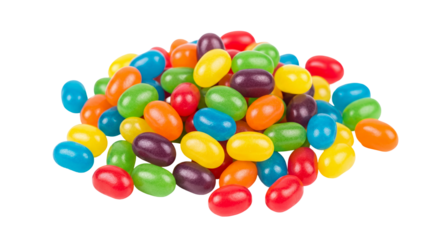 Pile of colorful jelly beans isolated PNG, sweet candy assortment on transparent background for confectionery and holiday designs