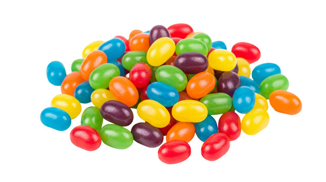 Pile of colorful jelly beans isolated PNG, sweet candy assortment on transparent background for confectionery and holiday designs
