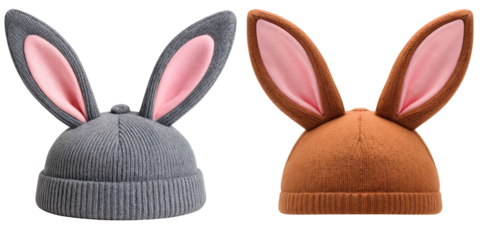 Set of cute bunny ear hats isolated on a transparent background for playful fashion
