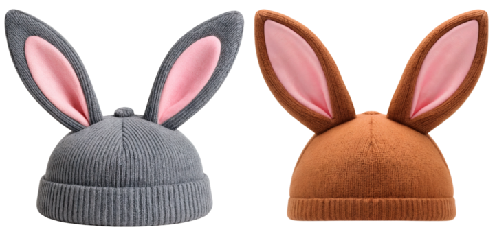 Set of cute bunny ear hats isolated on a transparent background for playful fashion