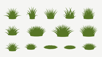 Isolated grass tufts vector seamless pattern greenery background simple