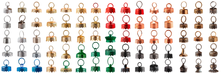 Christmas bauble caps set on transparent background for DIY decoration design