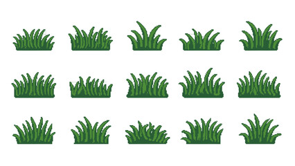 Pixelated Grass Clumps for Game Assets and Backgrounds
