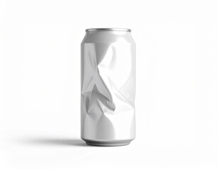 Crumpled soda can mock up isolated on white background