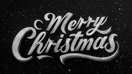 Festive Typography: Merry Christmas in Elegant Script Against a Starry Night Background