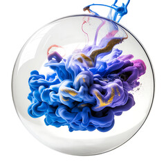 Colorful Ink and Glitter Explosion in Sphere image isolated on a transparent background