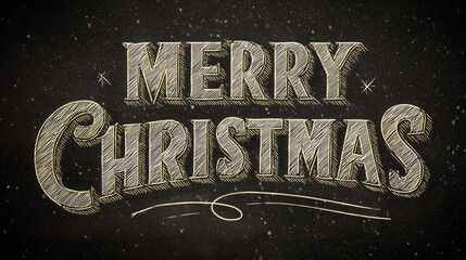 Merry Christmas Text Design with Golden Brush Strokes on Black Background