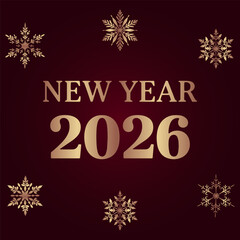New Year 2026 Golden Snowflake Design