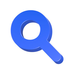 3d rendering icon search blue color