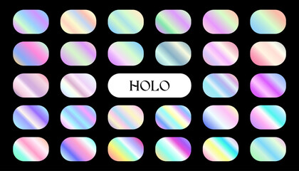 Vibrant Holographic Gradient Elements A Collection of Colorful, Futuristic Design Assets