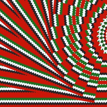 christmas tree background, optical illusion pattern. Optical Art. swirling or spiral illusion, 