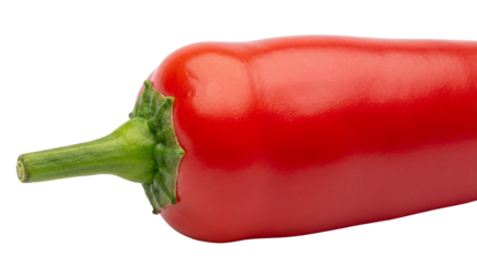 Vibrant red Jalapeño pepper isolated PNG, fresh chili vegetable on transparent background for cooking and spicy food concepts