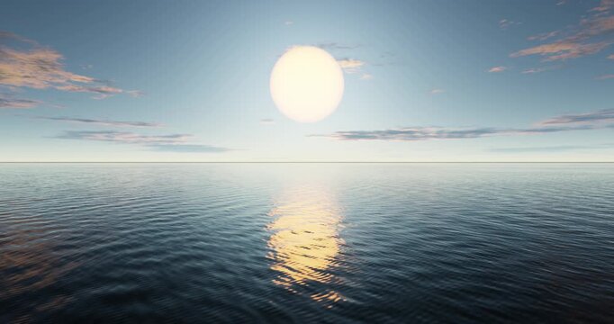 Wave sea beach and sunset sky abstract background. Nature and summer concept. 3d render.	