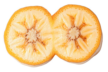 gold kiwi fruit cross section on transparent background.