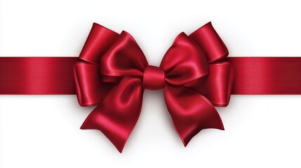Luxurious Red Satin Bow on Ribbon for Festive Decor, Gift Wrapping, and Elegant Design Projects