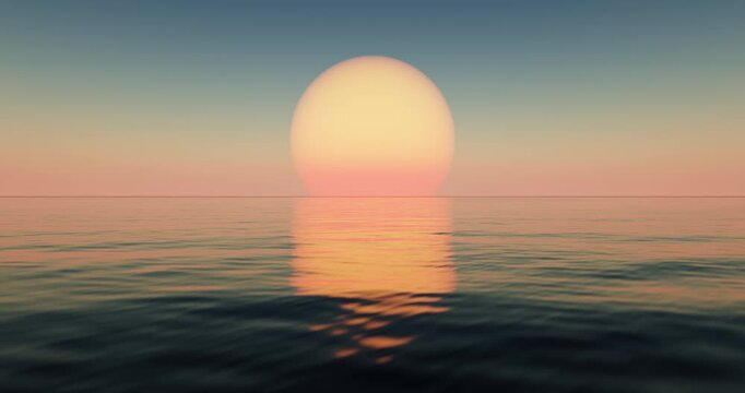 Wave sea beach and sunset sky abstract background. Nature and summer concept. 3d render.	