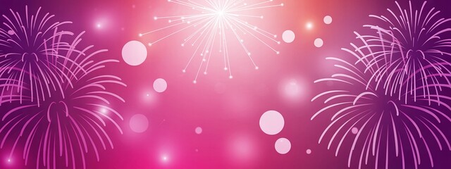 Vibrant Fireworks Display: Celebration Night Sky with Purple and Pink Bursts