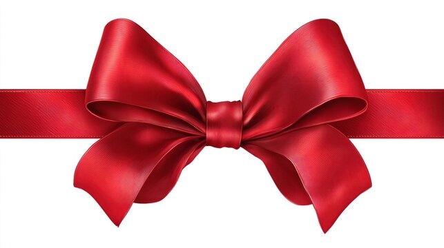Large Red Bow on Ribbon for Festive Decorations and Gift Wrapping