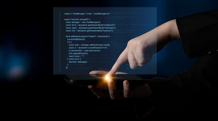 Script programming for task manager user interface, handling form submission, input validation, task list rendering, and exception alerts with dynamic DOM interaction Latch