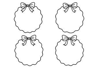 Holiday Wreath Frames with Decorative Bows – Outline Vector Design