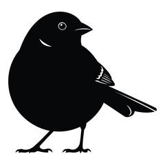 Stylized black bird silhouette with a round body and small beak, standing, isolated on