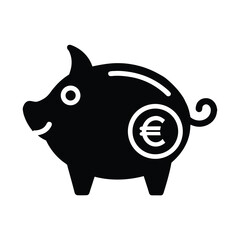 Piggy bank savings euro vector icon