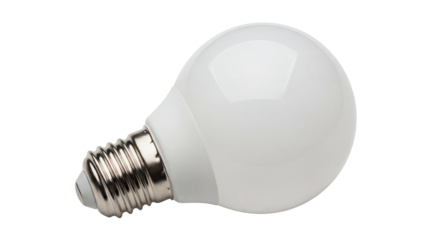 Round LED light bulb PNG isolated on transparent background, energy-efficient lighting for home and commercial use