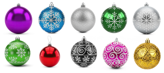 Collection of A shiny bauble purple Christmas ornament on transparent background png
