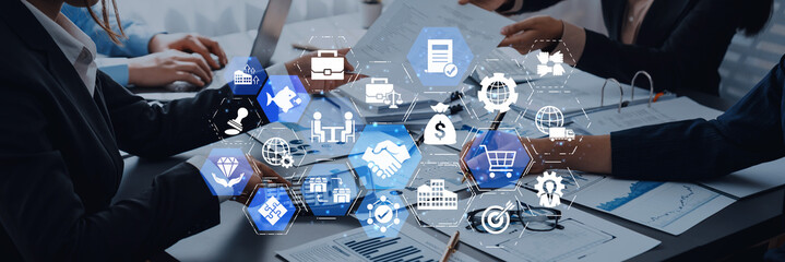 Business concept icons showing mergers and acquisitions, partnership, investment, and growth. mergers and acquisitions creates synergy, supports expansion, and drives corporate value. Entice