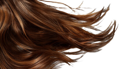 Fototapeta premium Close up view of flowing light brown hair, isolated. isolated on transparent background
