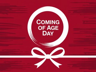 Celebrate coming of age day with a festive red background and a decorative bow