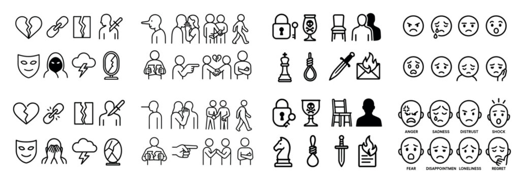 Human emotions icon set collection