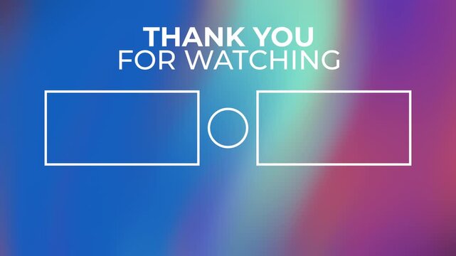 A clean and modern 4K end screen designed for YouTube videos. This motion graphic features a smooth gradient background, two rectangular spaces for video suggestions - Powered by Adobe