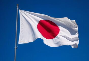 flag of japan in the wind