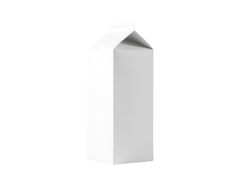 A simple milk carton sitting on a white surface, ready for use
