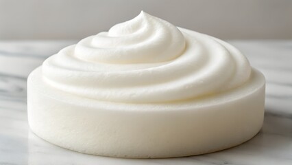 White Whipped Cream Swirl on Marble Surface with Soft Lighting