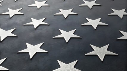 Fototapeta premium Repeating Pattern of Silver Stars on a Dark Textured Surface