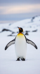 Fototapeta premium Majestic King Penguin Standing Proudly in Snow