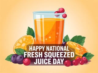 Celebrate national fresh squeezed juice day with a refreshing glass and assorted fruits