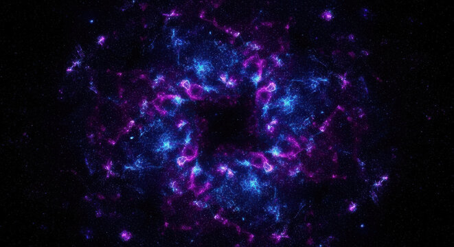 Cosmic Nebula Swirl of Blue and Pink Stars