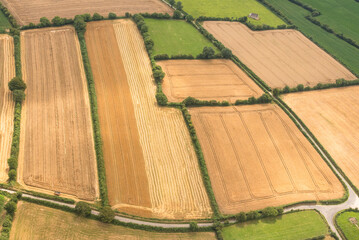 Vue a&eacute;rienne d'un village pr&egrave;s de Cherbourg en France