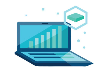 Futuristic Laptop Holographic Business Chart Vector
