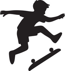Silhouette Skateboarding: A silhouette captures a child in motion, executing a daring skateboarding trick with dynamic energy and urban spirit.